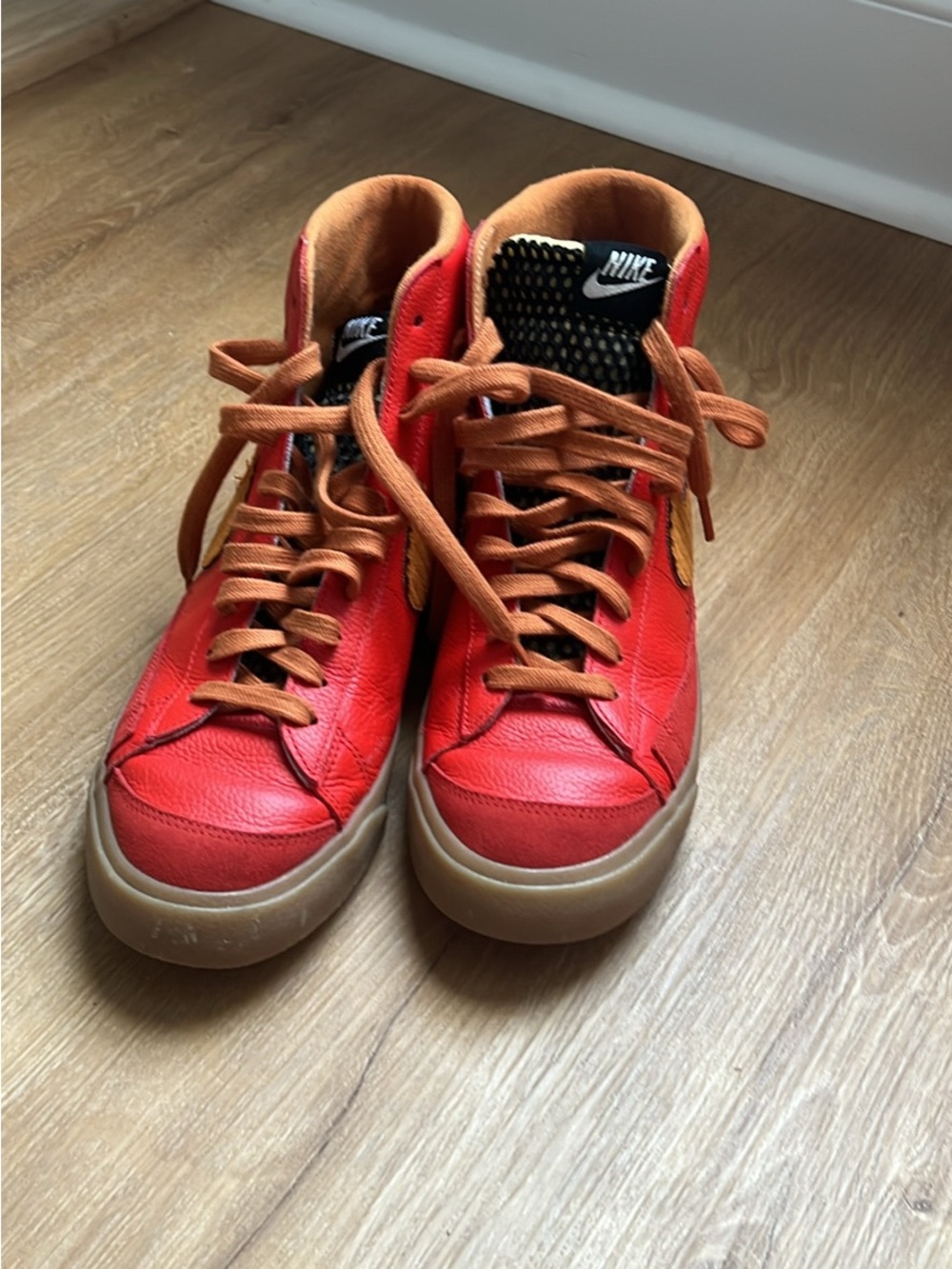 Nike Men’s High-Top Sneakers - Red with Brown Accents